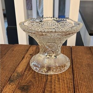 Vintage Clear Glass Pedestal Bowl